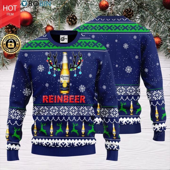Reinbeer Corona Extra Beer Ugly Christmas Sweater Reinbeer Corona Extra Beer Ugly Christmas Sweater