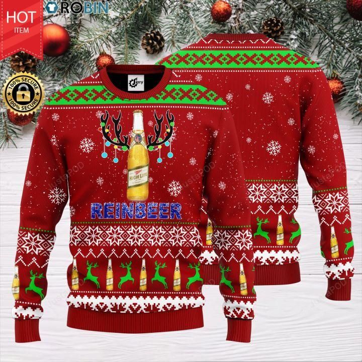 Reinbeer Miller High Life Ugly Christmas Sweater Reinbeer Miller High Life Ugly Christmas Sweater