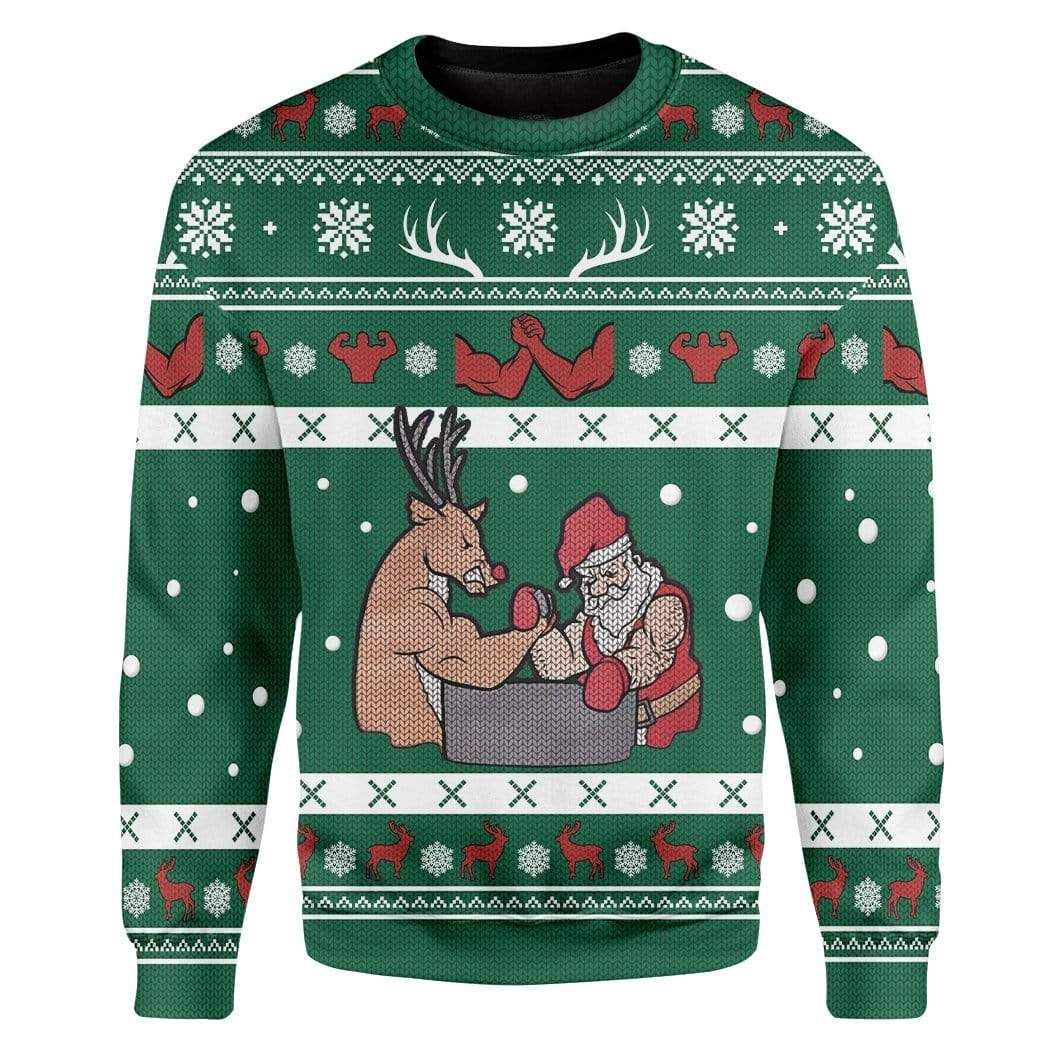 Reindeer And Santa Ugly Christmas Sweater Reindeer And Santa Ugly Christmas Sweater