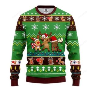 Reindeer Cute Noel Mc Christmas Green Style For Unisex Ugly Christmas Sweater