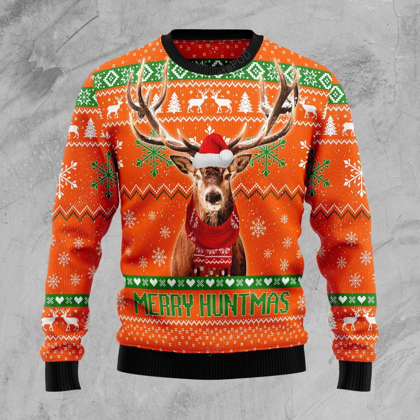 Reindeer Merry Huntmas Ugly Christmas Sweater Reindeer Merry Huntmas Ugly Christmas Sweater