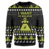 Reindeer Skull I Want To Believe For Unisex Ugly Christmas Sweater