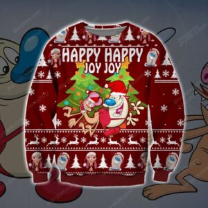 Ren And Stimpy Knitting Pattern 3d Print Ugly Sweater
