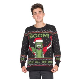 Rick And Morty Boom! Pickle Rick For Unisex Ugly Christmas Sweater