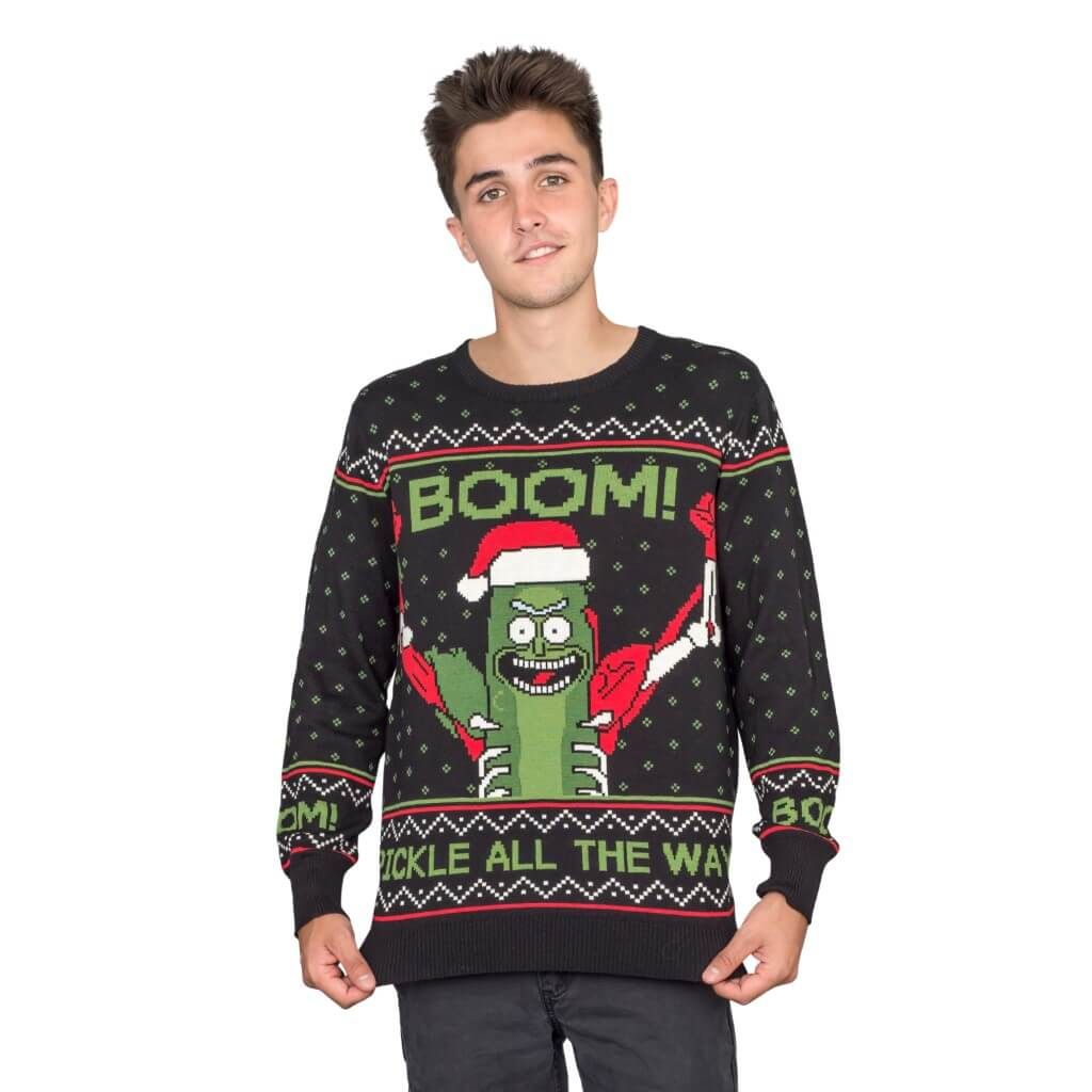 Rick And Morty Boom! Pickle Rick For Unisex Ugly Christmas Sweater Rick And Morty Boom! Pickle Rick For Unisex Ugly Christmas Sweater