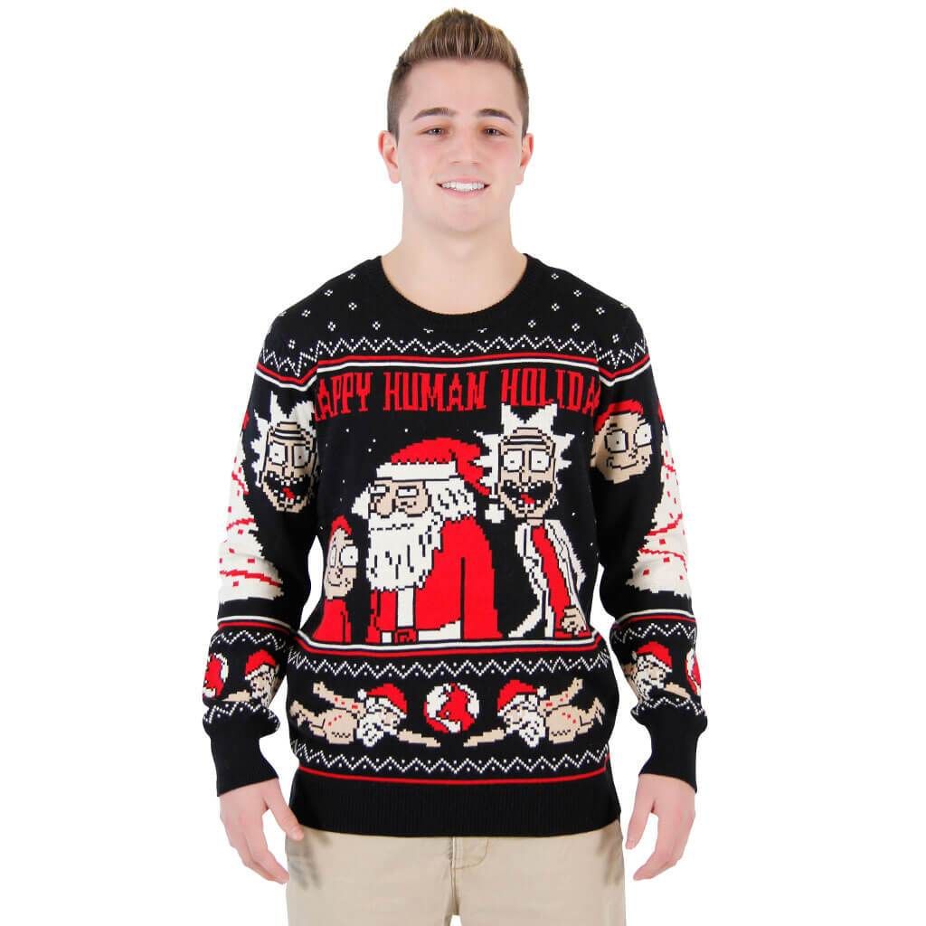 Rick And Morty Happy Human For Unisex Ugly Christmas Sweater Rick And Morty Happy Human For Unisex Ugly Christmas Sweater