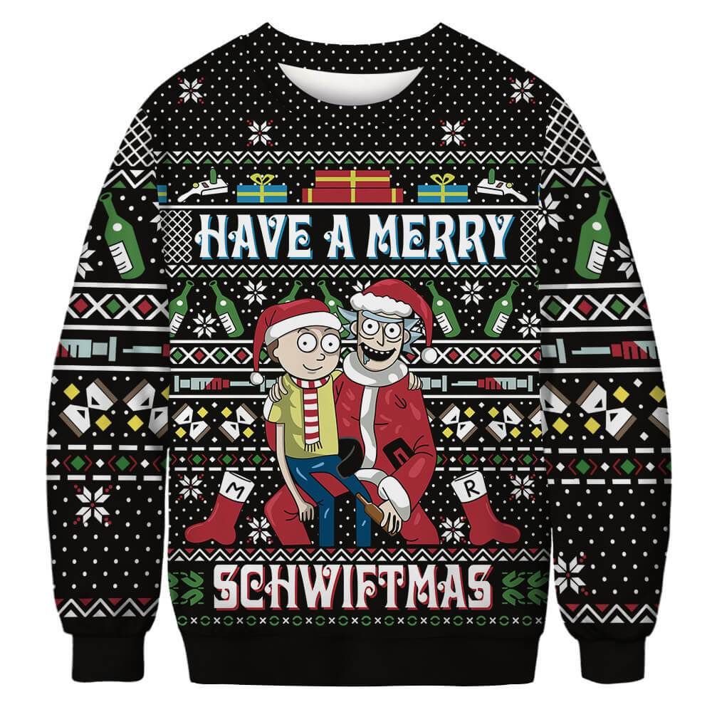 Rick And Morty Have A Merry Schwiftmas For Unisex Ugly Christmas Sweater Rick And Morty Have A Merry Schwiftmas For Unisex Ugly Christmas Sweater
