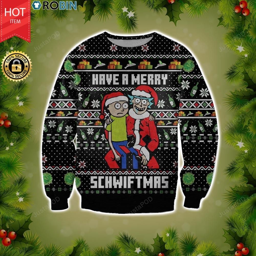 Rick And Morty Have A Merry Schwiftmas Ugly Christmas Sweater Rick And Morty Have A Merry Schwiftmas Ugly Christmas Sweater