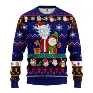 Rick And Morty Noel Ugly Christmas Sweater Blue