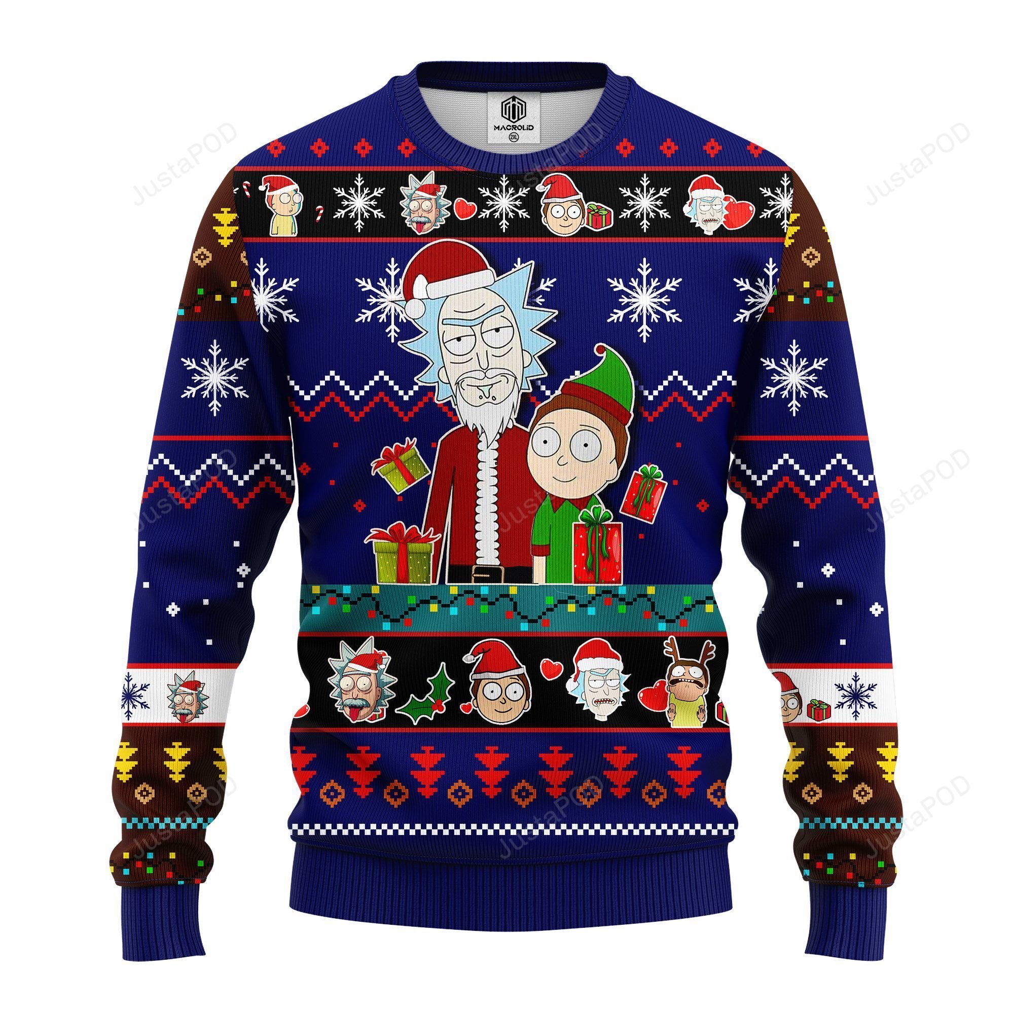 Rick And Morty Noel Ugly Christmas Sweater Blue Rick And Morty Noel Ugly Christmas Sweater Blue