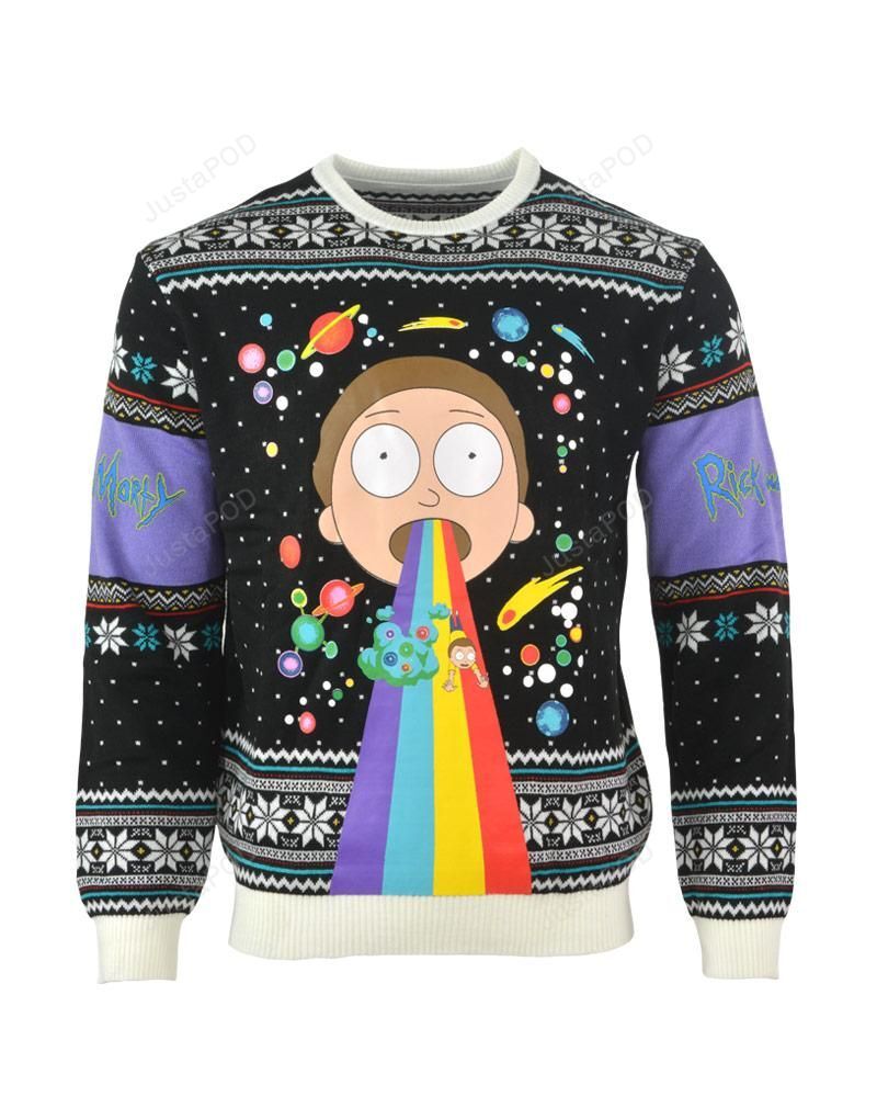 Rick & Morty Rainbow Christmas Ugly Sweater Rick & Morty Rainbow Christmas Ugly Sweater
