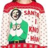 Ripple Junction Elf Buddy Santa I Know Him Pattern Adult Ugly Sweater