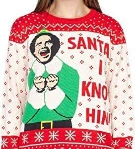 Ripple Junction Elf Buddy Santa I Know Him Pattern Adult Ugly Sweater