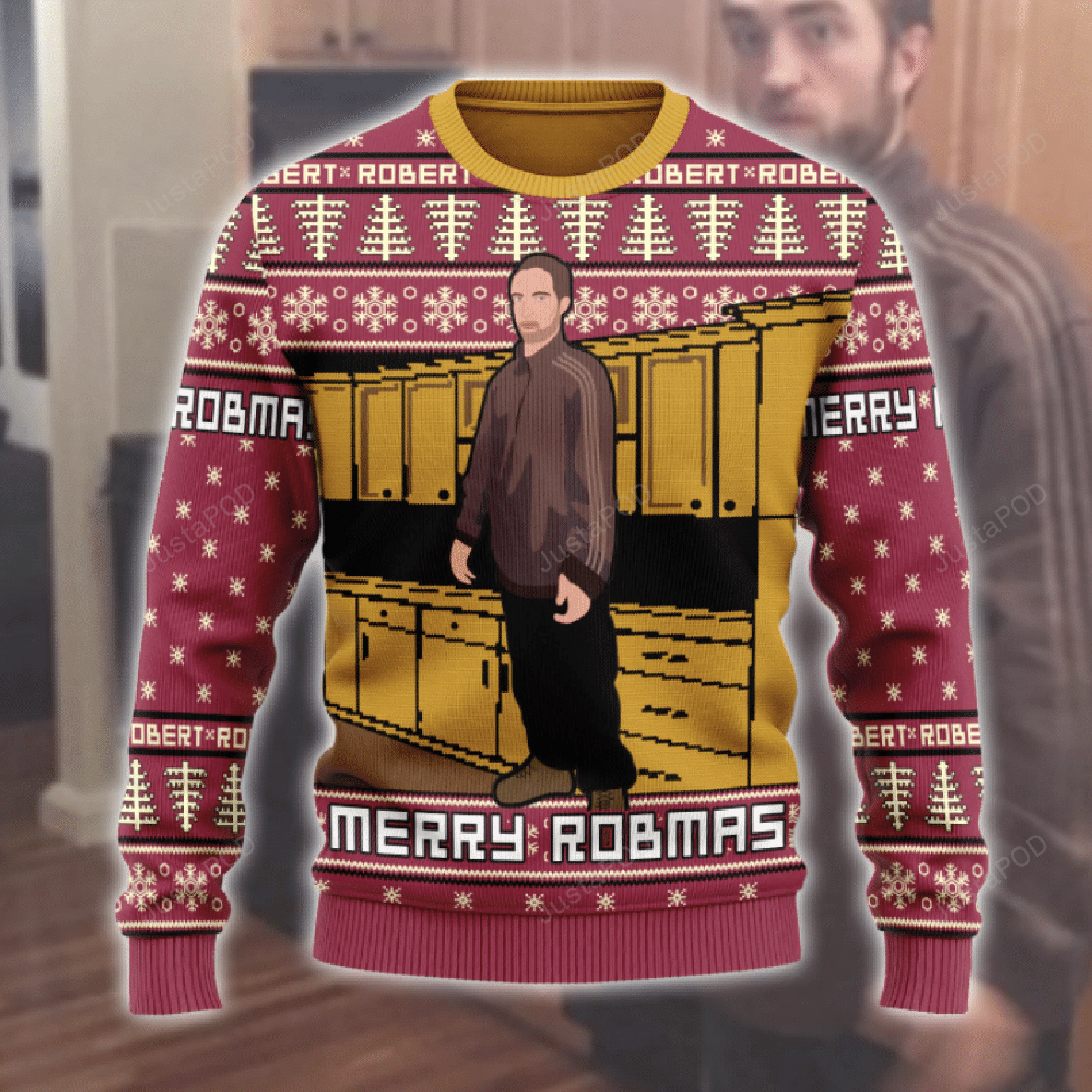 Robert Pattinson Kitchen Ugly Christmas Sweater Robert Pattinson Kitchen Ugly Christmas Sweater