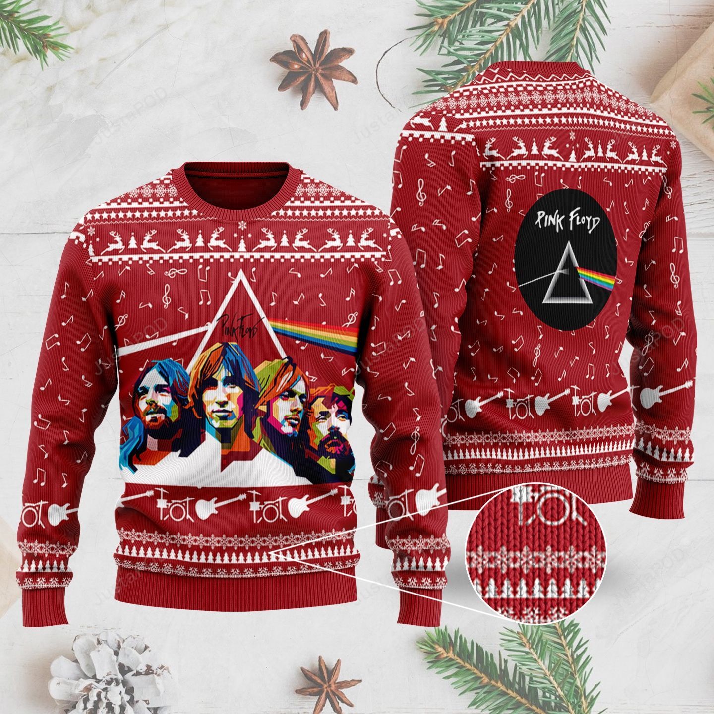 Rock Music Pink Floyd Band Decorated With Their Logo For Rock Fans Ugly Christmas Sweater Rock Music Pink Floyd Band Decorated With Their Logo For Rock Fans Ugly Christmas Sweater