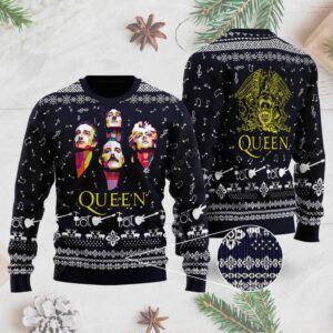 Rock Music Queen Band With Their Logo For Rock Fans Ugly Christmas Sweater
