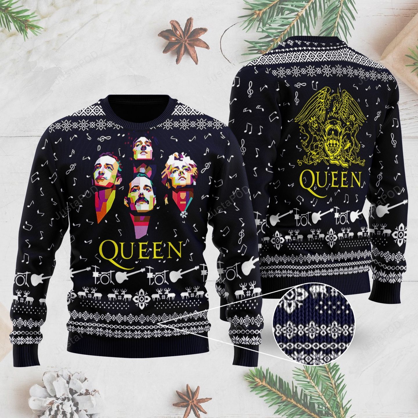 Rock Music Queen Band With Their Logo For Rock Fans Ugly Christmas Sweater Rock Music Queen Band With Their Logo For Rock Fans Ugly Christmas Sweater