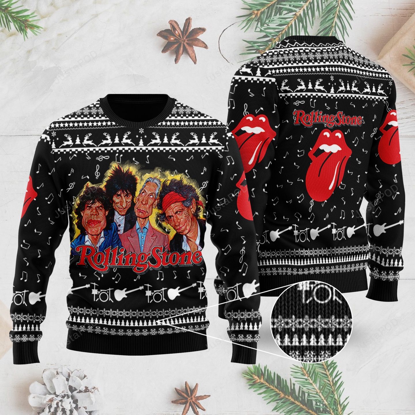 Rock Music The Rolling Stones Band And Colorful Logo Ugly Christmas Sweater Rock Music The Rolling Stones Band And Colorful Logo Ugly Christmas Sweater