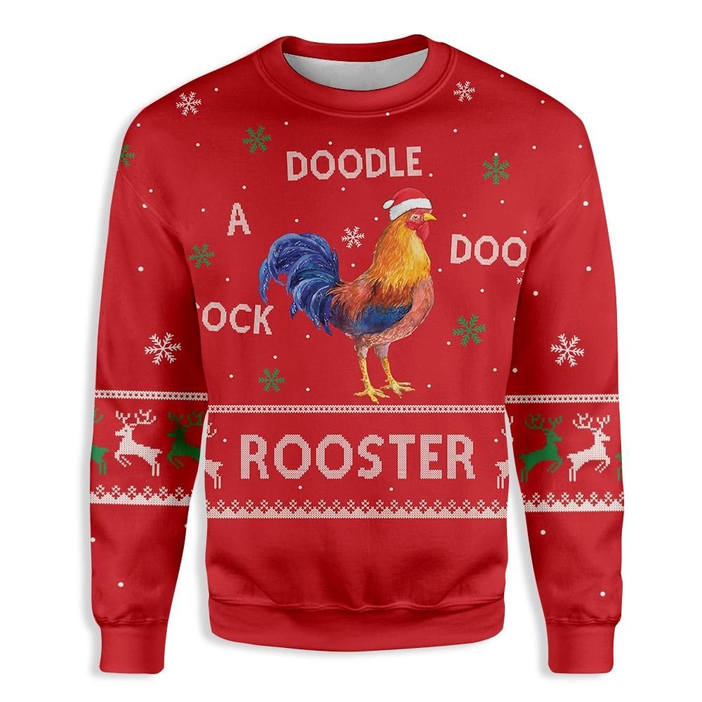 Rooster Christmas Ugly Christmas Sweater Rooster Christmas Ugly Christmas Sweater