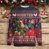 Rooster Through The Snow Red Navy Ugly Christmas Sweater