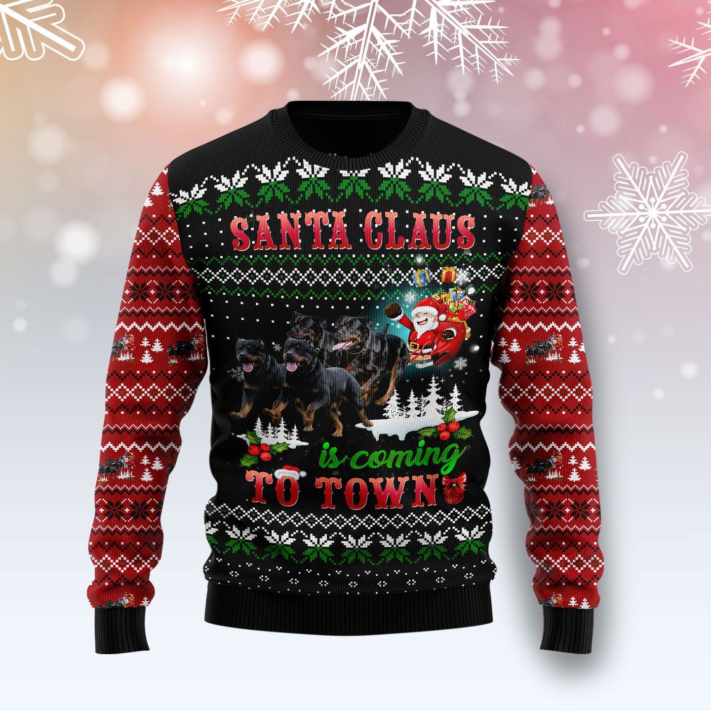 Rottweiler Town Christmas Ugly Christmas Sweater Rottweiler Town Christmas Ugly Christmas Sweater