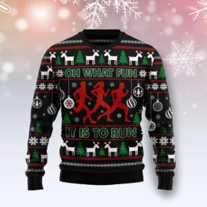 Running Oh What Fun TY1910 Ugly Christmas Sweater unisex womens & mens