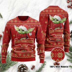San Francisco 49ers Cute Baby Yoda Grogu Ugly Christmas Sweater