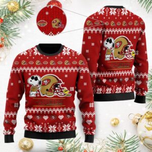 San Francisco 49ers Cute The Snoopy Show Football Helmet 3D All Over Print Ugly Christmas Sweater