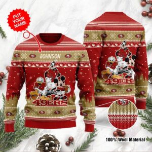 San Francisco 49ers Disney Donald Duck Mickey Mouse Goofy Personalized Ugly Christmas Sweater