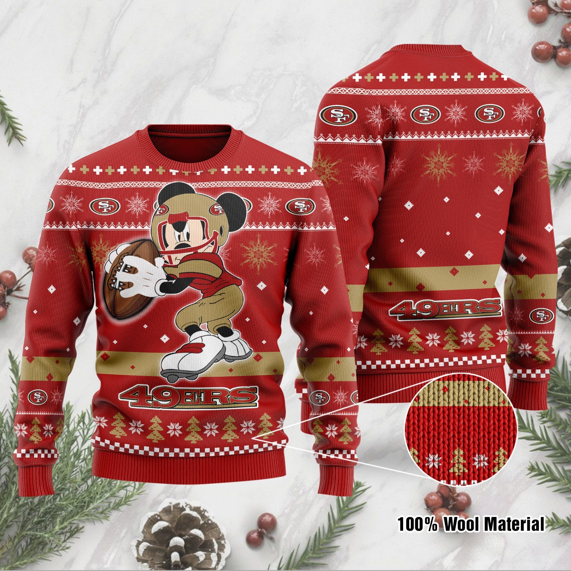 San Francisco 49ers Mickey Mouse Funny Ugly Christmas Sweater San Francisco 49ers Mickey Mouse Funny Ugly Christmas Sweater