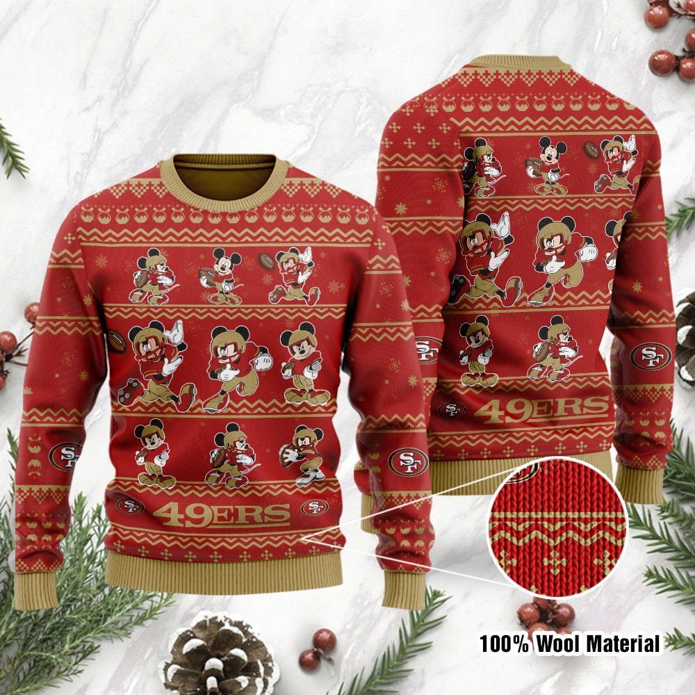 San Francisco 49ers Mickey Mouse Holiday Party Ugly Christmas Sweater San Francisco 49ers Mickey Mouse Holiday Party Ugly Christmas Sweater