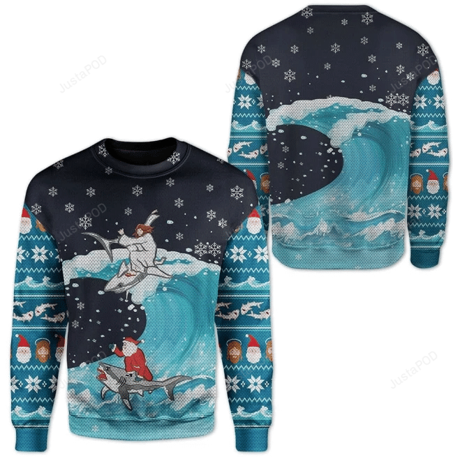 Santa And Jesus Ugly Christmas Sweater Santa And Jesus Ugly Christmas Sweater