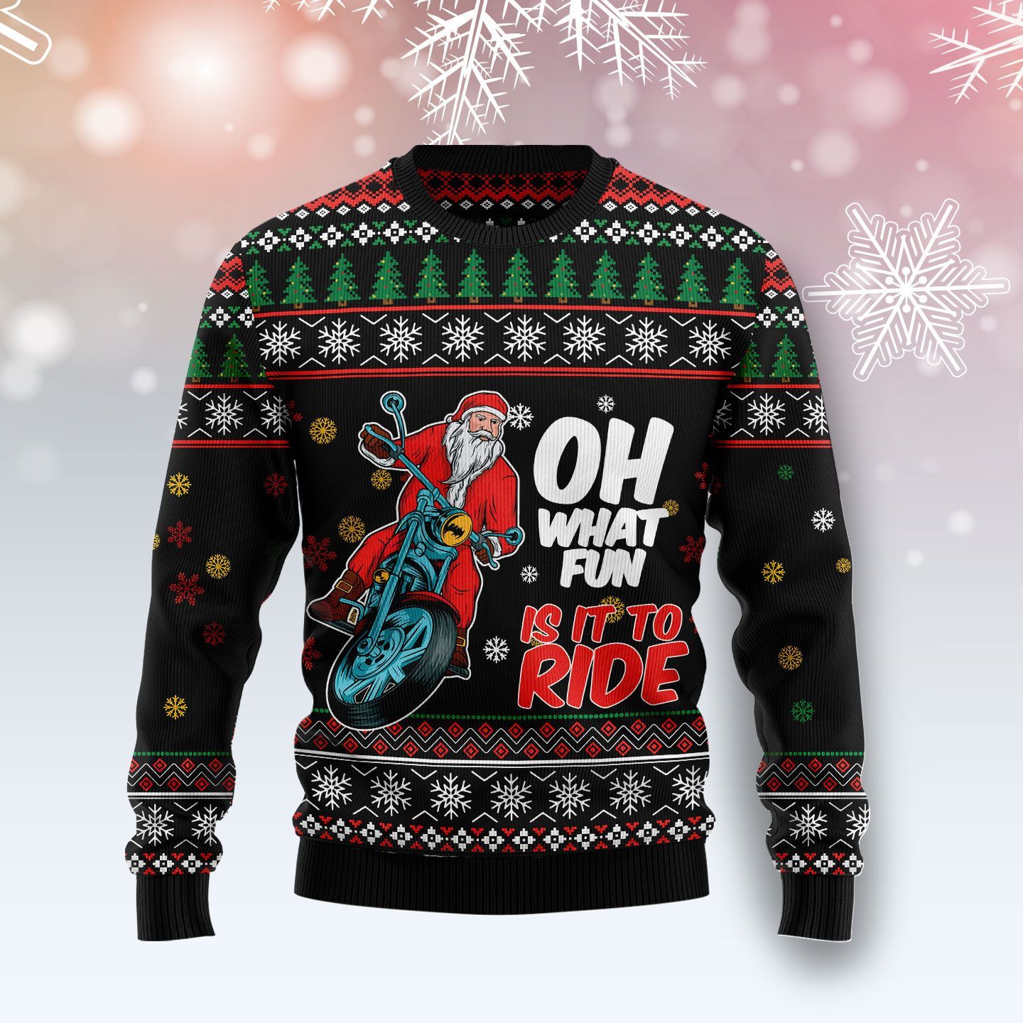 Santa And Motor Ugly Christmas Sweater Santa And Motor Ugly Christmas Sweater