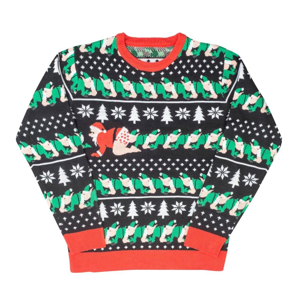 Santa Claus And Elfs Santapead Elves Ugly Christmas Sweater Santa Claus And Elfs Santapead Elves Ugly Christmas Sweater