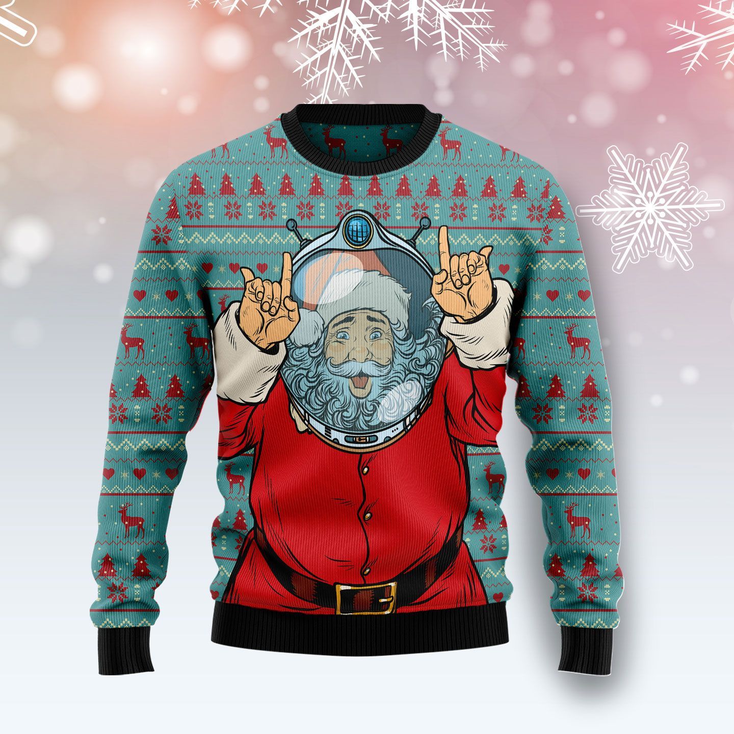 Santa Claus Astronaut Ugly Christmas Sweater Santa Claus Astronaut Ugly Christmas Sweater