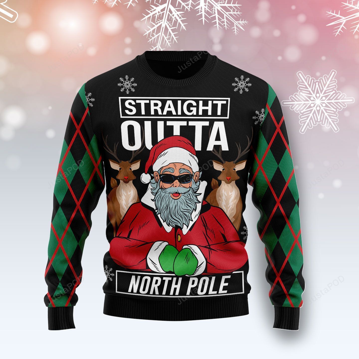 Santa Claus Straight Outta North Pole Ugly Christmas Sweater Santa Claus Straight Outta North Pole Ugly Christmas Sweater