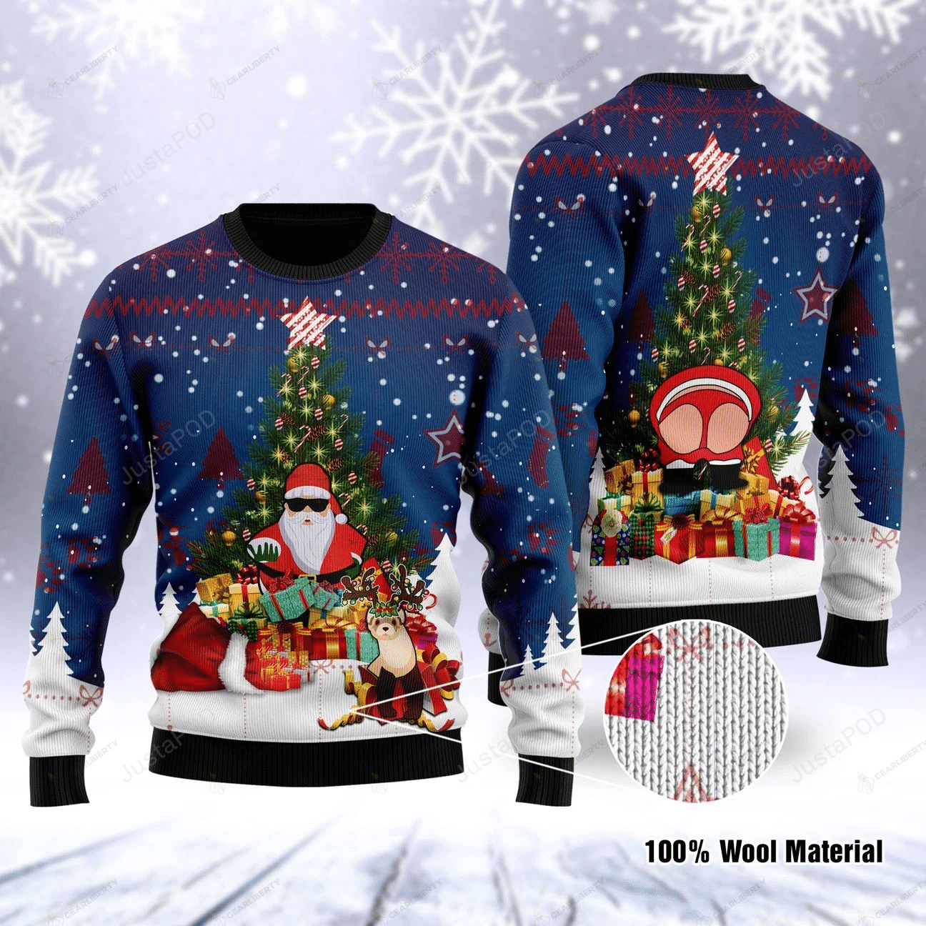 Santa Clause And Christmas Tree Ugly Christmas Sweater Santa Clause And Christmas Tree Ugly Christmas Sweater