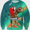Santa Clause And Dinosaur Ugly Christmas Sweater
