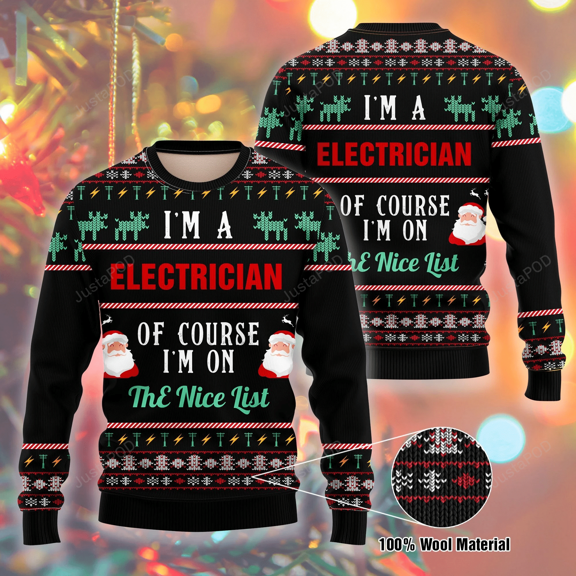 Santa Clause I Am A Electrician Ugly Christmas Sweater Santa Clause I Am A Electrician Ugly Christmas Sweater