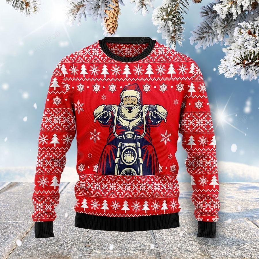Santa Clause Ride A Motorcycle Ugly Christmas Sweater Santa Clause Ride A Motorcycle Ugly Christmas Sweater