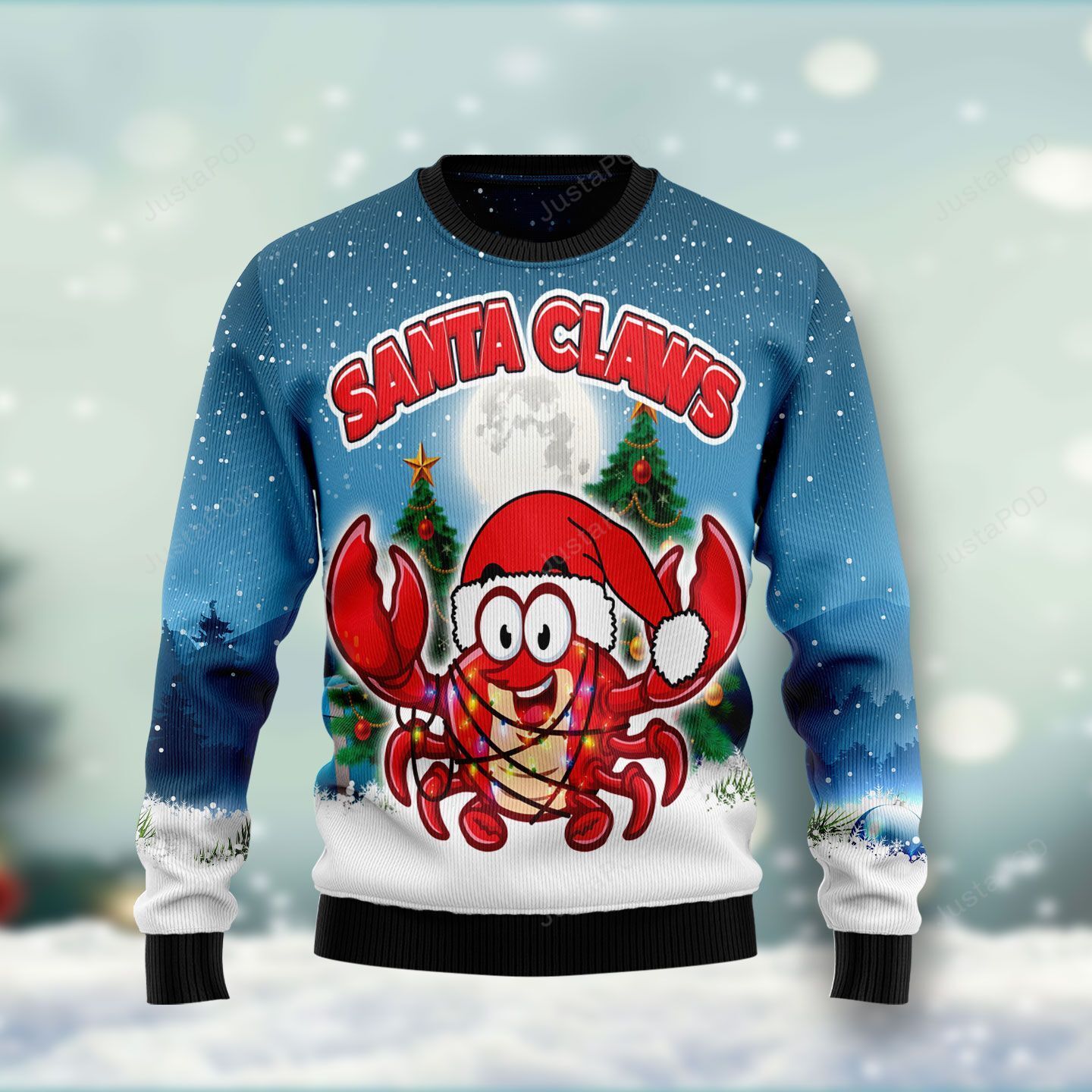 Santa Claws Crabs Ugly Christmas Sweater Santa Claws Crabs Ugly Christmas Sweater