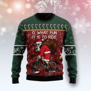 Santa Cycling What Fun It Is To Ride Ugly Christmas Sweater