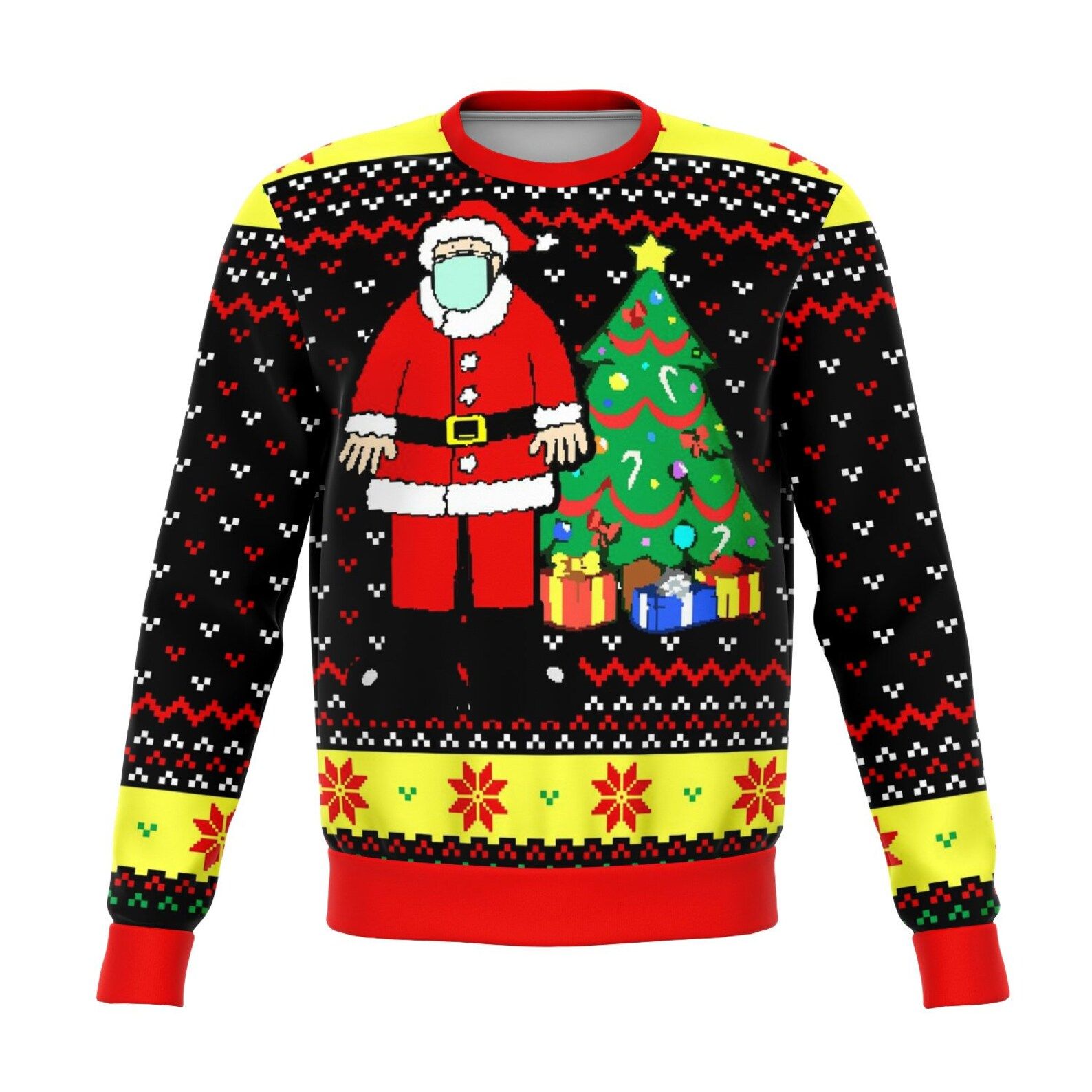 Santa Face Mask Cringe Ugly Christmas Sweater Santa Face Mask Cringe Ugly Christmas Sweater
