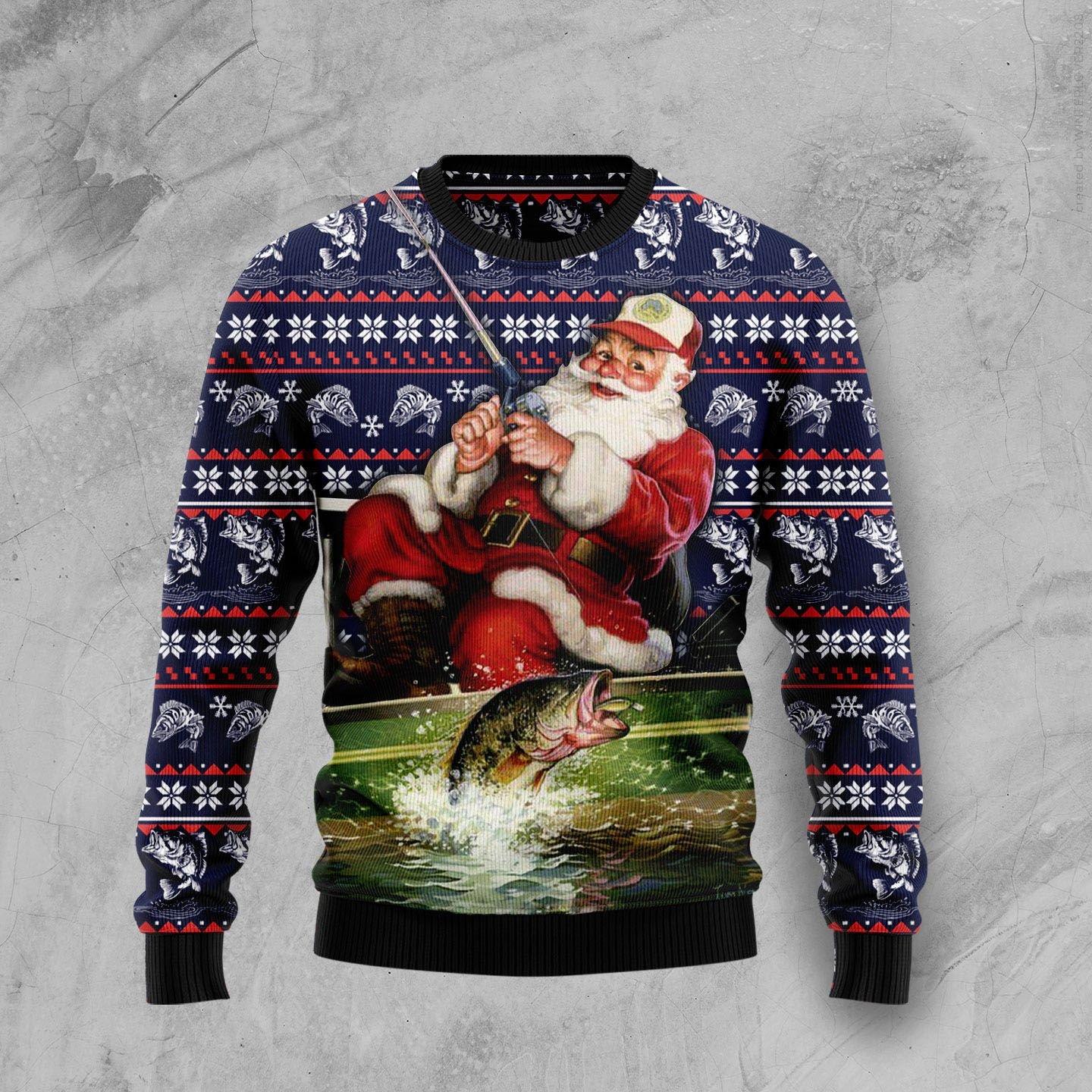 Santa Fishing HT92405 Ugly Christmas Sweater unisex womens & mens Santa Fishing HT92405 Ugly Christmas Sweater unisex womens & mens
