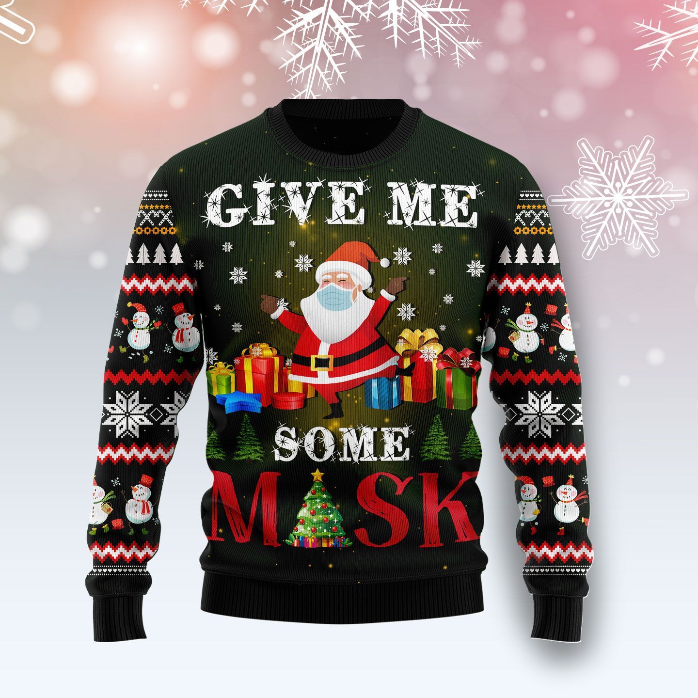 Santa Give Me Some Mask For Unisex Ugly Christmas Sweater Santa Give Me Some Mask For Unisex Ugly Christmas Sweater