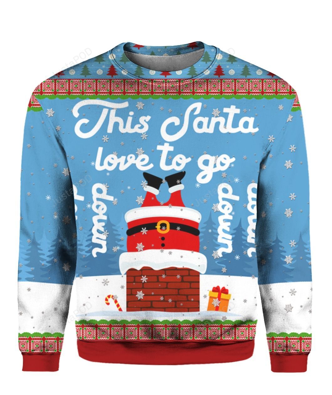 Santa Goes Down Ugly Christmas Sweater Santa Goes Down Ugly Christmas Sweater