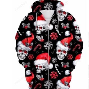 Santa Skull Christmas 3D All Over Print Hoodie