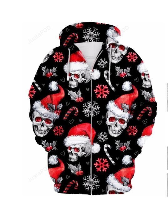 Santa Skull Christmas 3D All Over Print Hoodie Santa Skull Christmas 3D All Over Print Hoodie