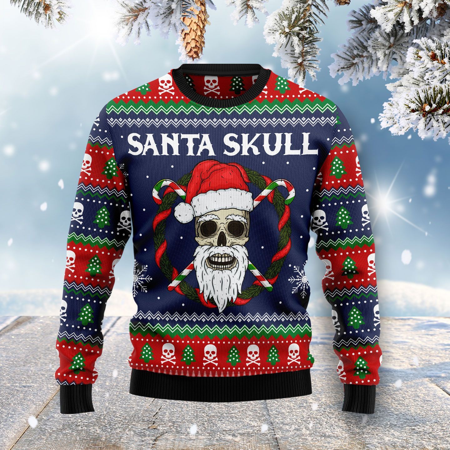 Santa Skull Ugly Christmas Sweater Santa Skull Ugly Christmas Sweater