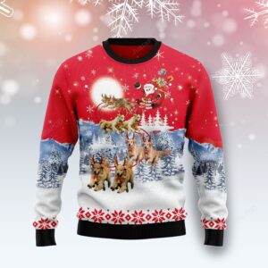 Santa Sleigh Golden Retriever Ugly Christmas Sweater
